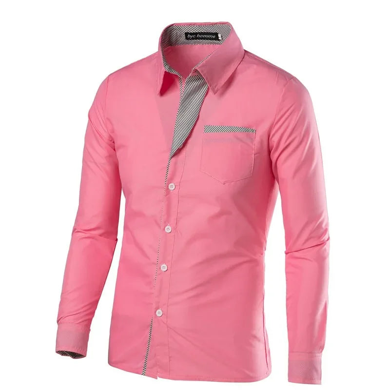 White Striped Shirts Mens 2025 Long Sleeved Business Slim Fit Male Shirt Black Social Clothes Camisa Masculina Vetement Homme