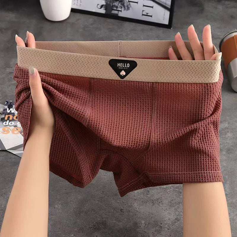 1pcs Men's Boxer Shorts Ice Silk Underwear Plus Size Underpants Breathable Sexy Slim Panties Air-conditioned Lingerie Wholesale